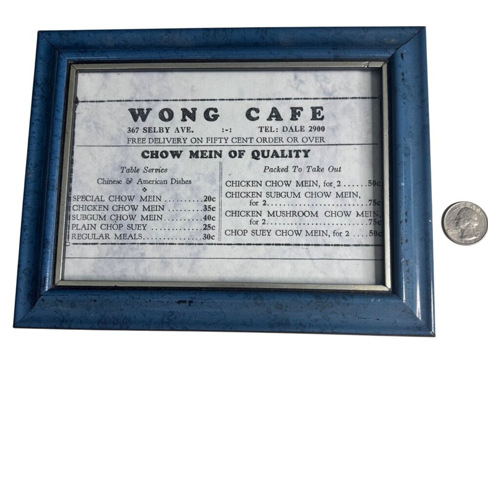 Wong’s Cafe 1960s St Paul MN Vintage Framed Menu Chow Mein - Picture 15 of 15